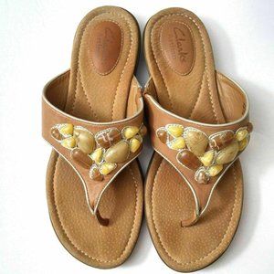 Clarks Artisan Thong Embellished Stones Sandals 7